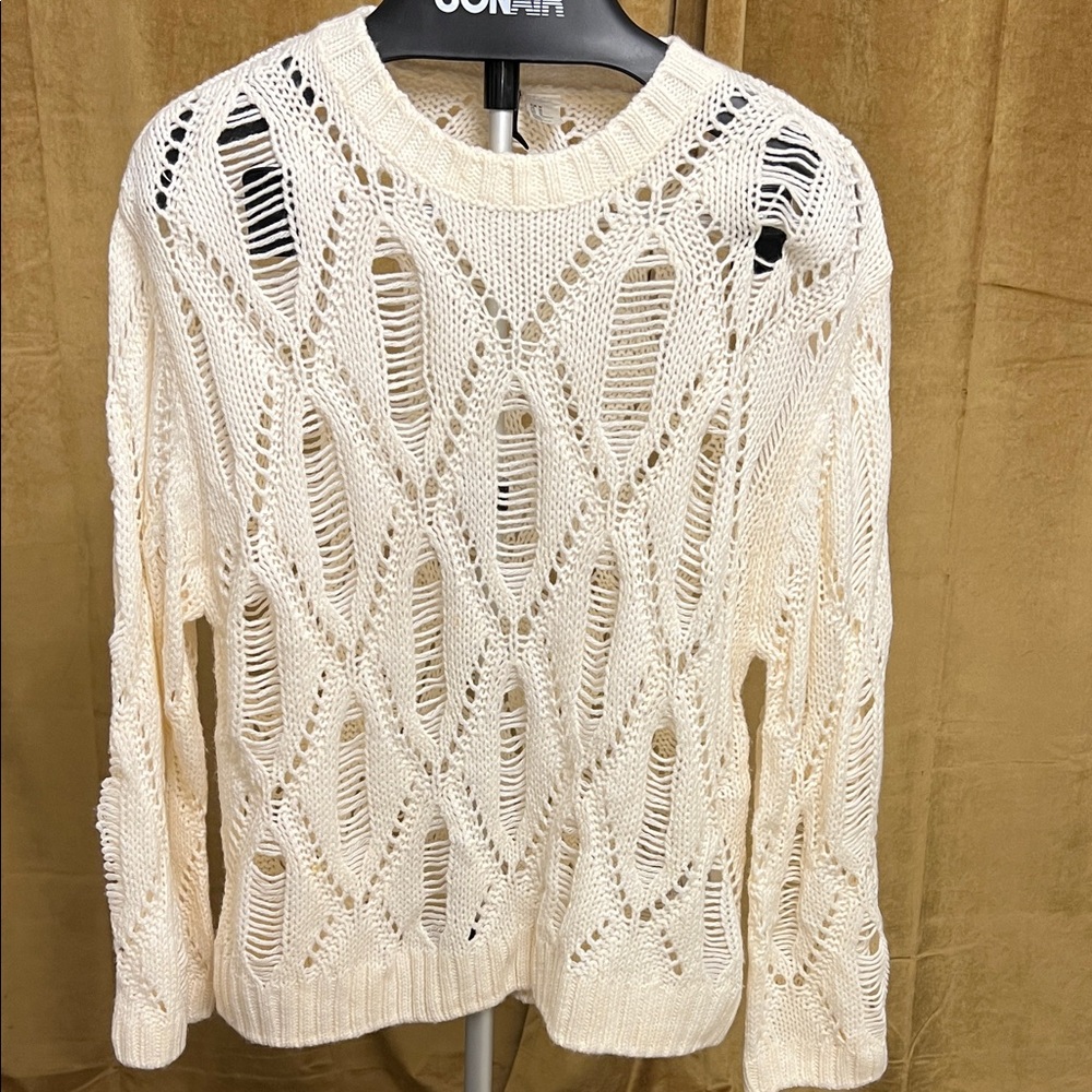 Ivory Open-Knit Sweater